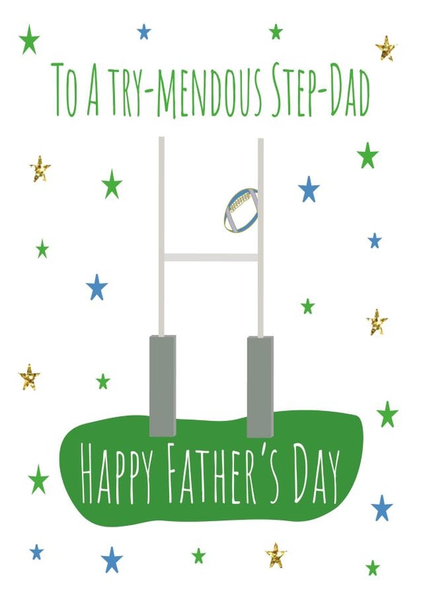 Rugby Father's day card Step-Dad created by Missycards