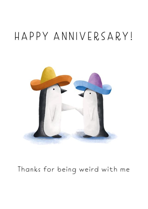 Weird Penguins Anniversary Card created by Thomas McKendrick