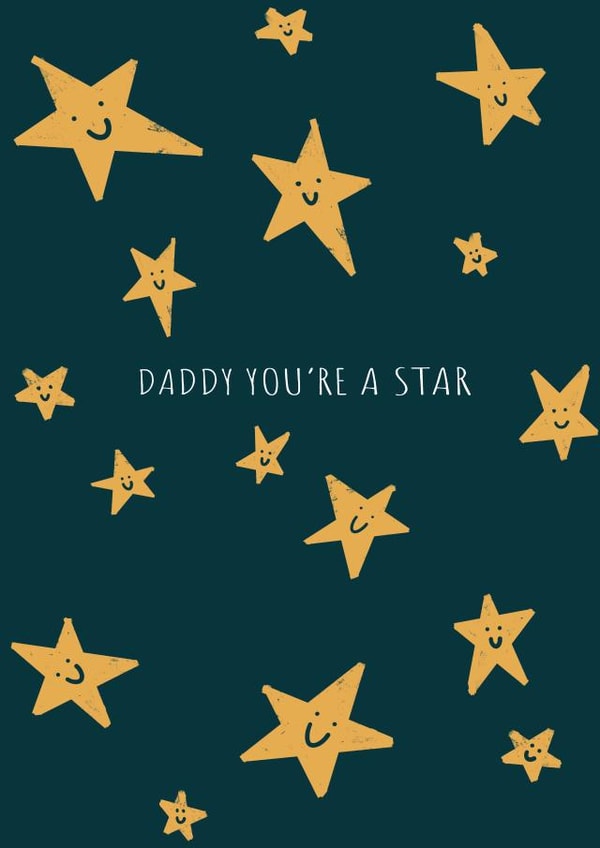 Cute smiley stars Father’s Day/Birthday card for Daddy created by Pogle & Twink