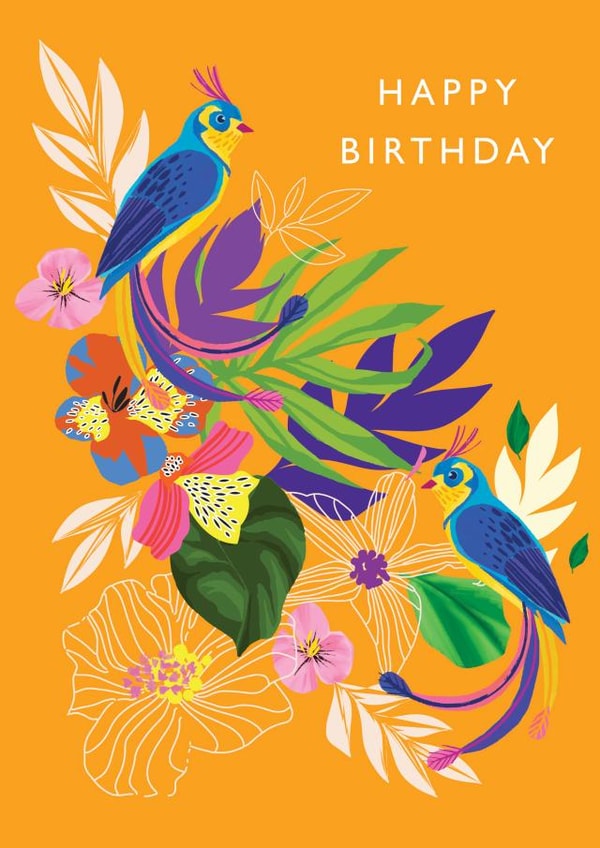 Happy Birthday Floral Birds created by Laura Darrington Design Ltd.