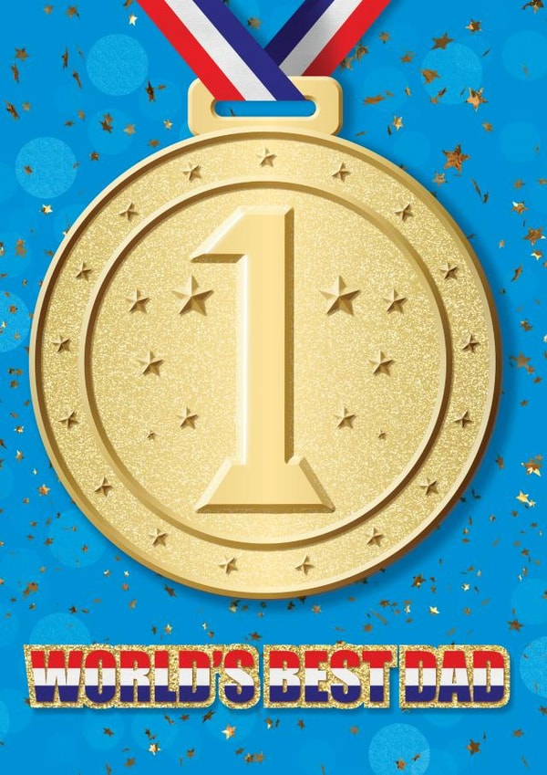 World's Best Dad Gold Medal Father's Day Card created by Slinkeee Illustration