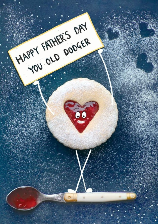 Funny And Cheeky Fathers Day Card - Dad - Jammy Dodger - Happy Father's Day You Old Dodger created by LAURA TRUBY DESIGNS
