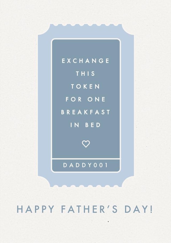 Happy father's day card breakfast in bed token created by Paper & Wool