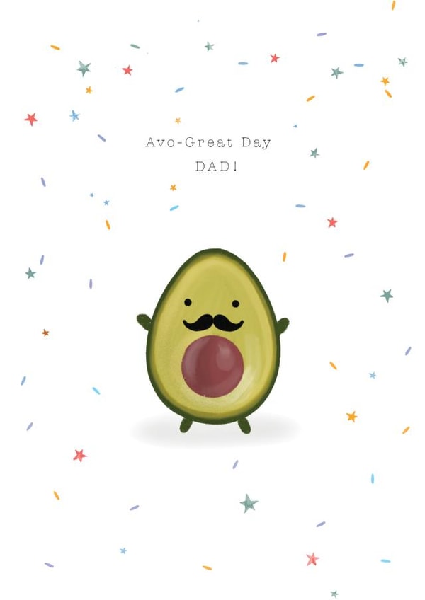Funny Confetti Avocado Fathers Day Card / Birthday Card - Dad - Avocado - Avo-Great Day Dad! created by Moonbean Designs