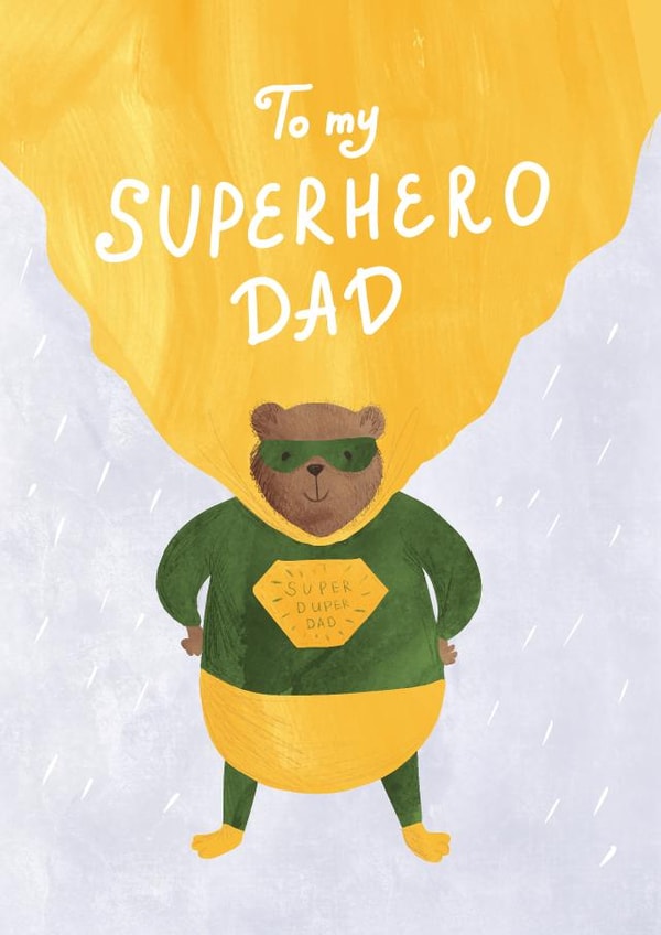 Father’s Day card with a superhero bear. created by Moonflower design