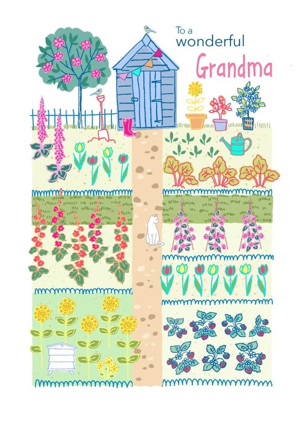 To a Wonderful Grandma, Pretty Country Garden created by Ally Marie Illustration
