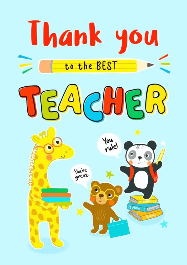 Cute animal thank you Teacher card created by Helen Thompson