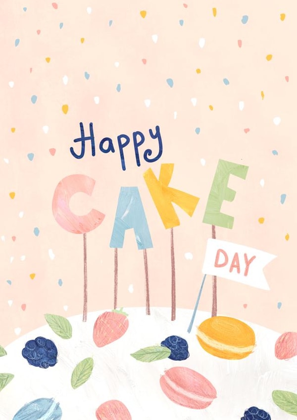 Classic Birthday Card - Cake - Cake Day created by Moonflower design