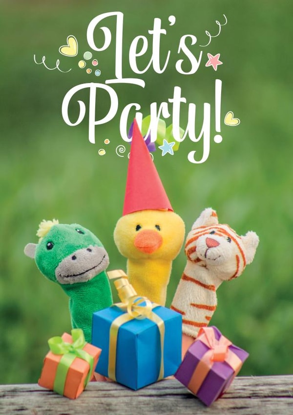 Birthday party animals card created by FairMail