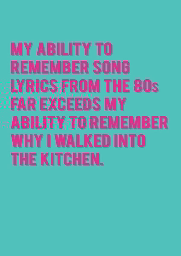 Lyrics From The 80s Birthday Card created by Redback Cards