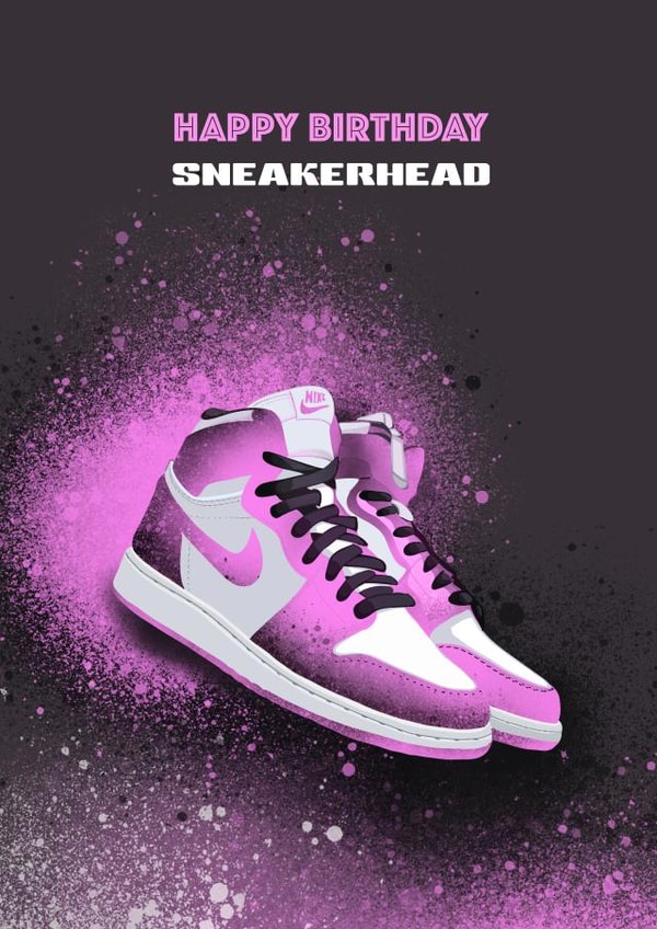 Retro Jordan 1 Pink Sneakerhead Birthday Card created by Alexandria Frances