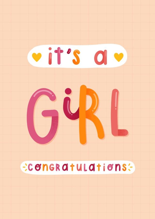 It's a girl baby congratulations card created by Joanne Hawker
