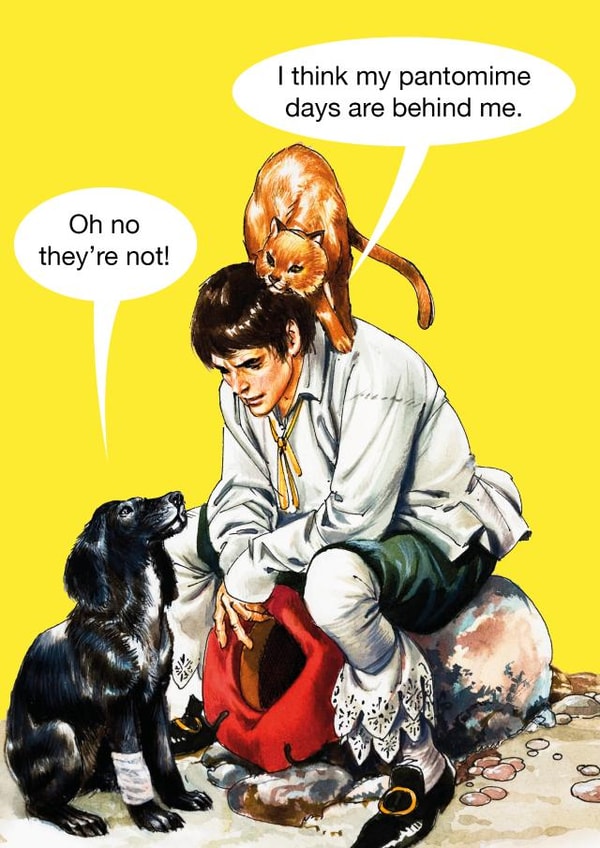 Pantomime Pun cat and dog card created by kissmekwik