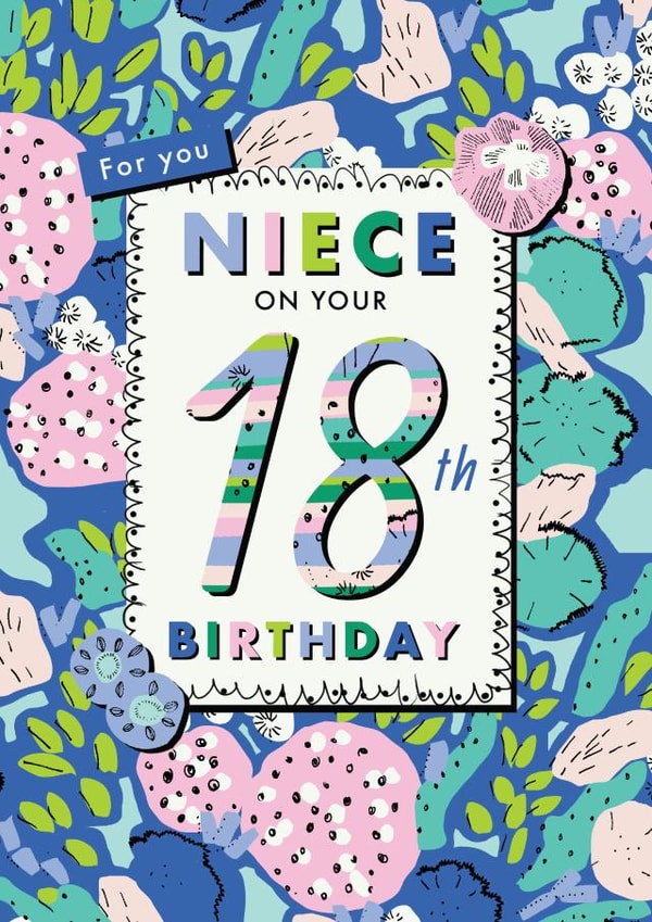 Niece 18th floral birthday card created by Rebecca Prinn