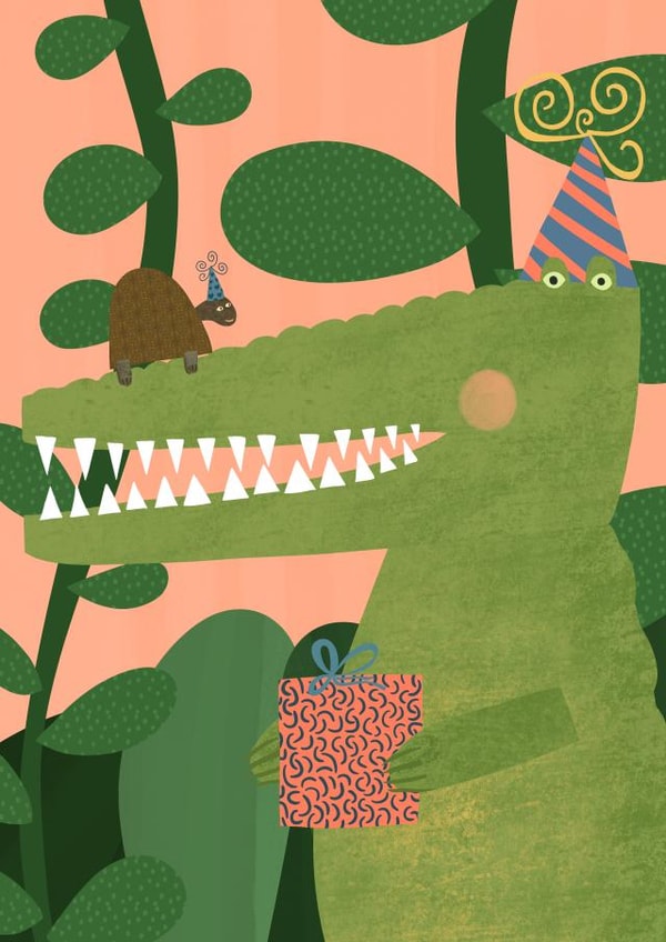 Birthday Crocodile Greeting Card created by Passtheguava
