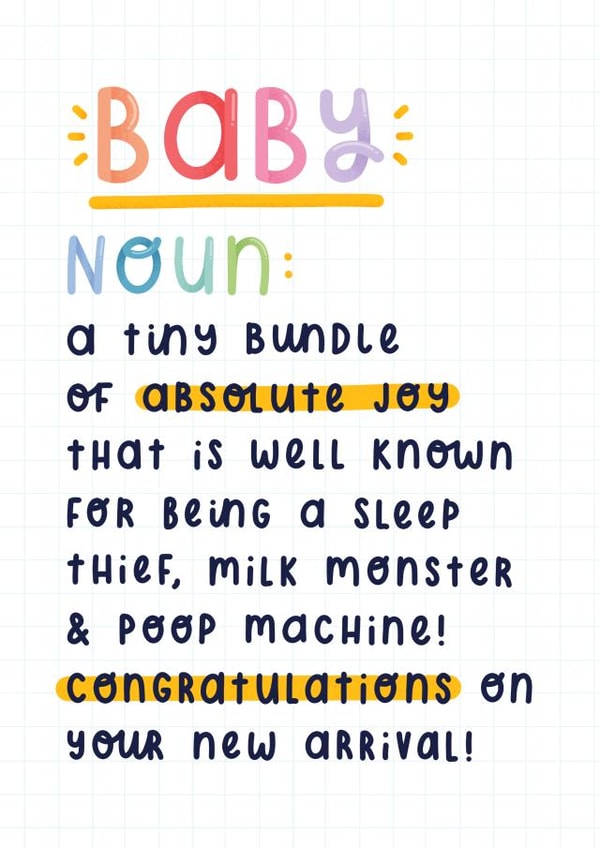 New baby Definition Congratulations Card created by Joanne Hawker