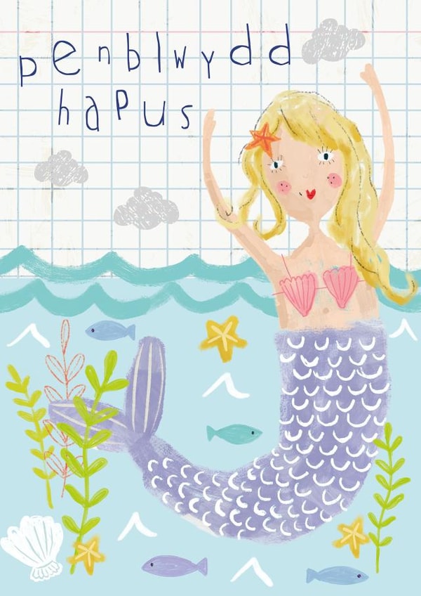 CERDYN PENBLWYDD HAPUS MERMAID/HAPPY BIRTHDAY MERMAID created by Designs_by_flo