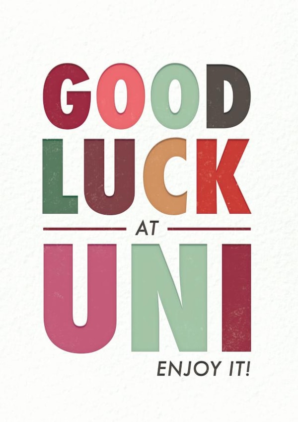 Good luck at uni card created by Rebecca Prinn