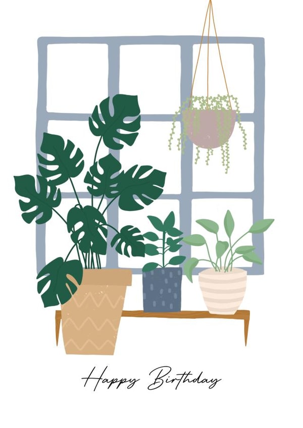 Classic Birthday Card - House Plants - Green created by Shannon Castleton