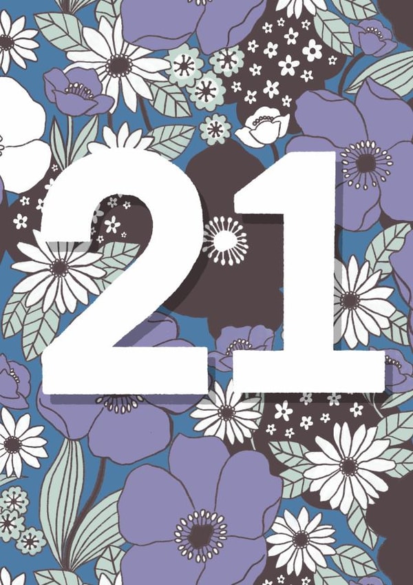 21st Birthday retro floral card created by Rebecca McConnachie
