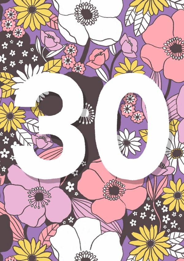 30th birthday retro floral card created by Rebecca McConnachie