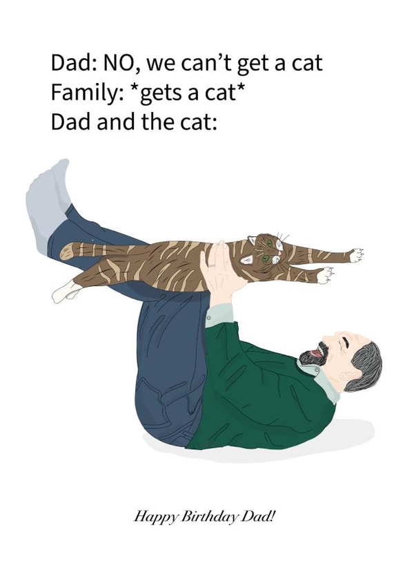 Dad and the Cat birthday card created by Eat the Moon