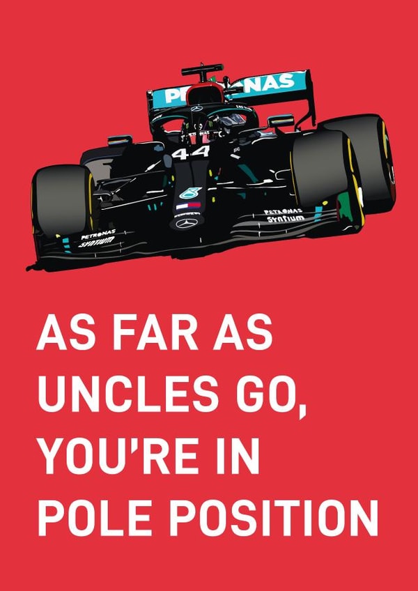 F1 Lewis Hamilton themed card for your Uncle created by Quinton cards