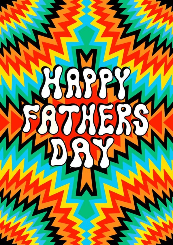 Psychedelic colourful Fathers Day card created by Ailish Beadle