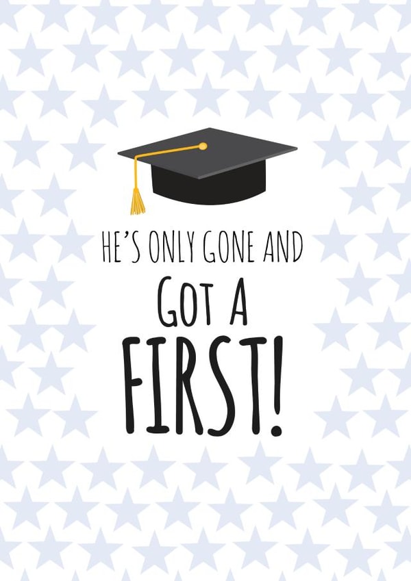 Funny First Class Graduation Card for Him created by whimsical AF