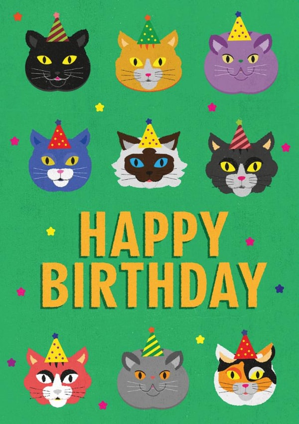 Cats in Hats Happy Birthday created by Catterbox