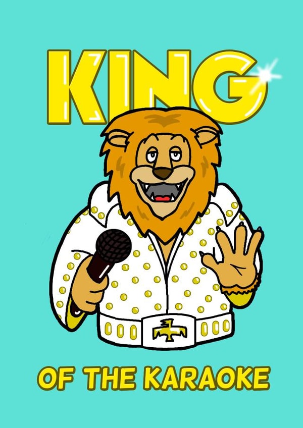King Of The Karaoke Greetings Card created by Cheeky Boar
