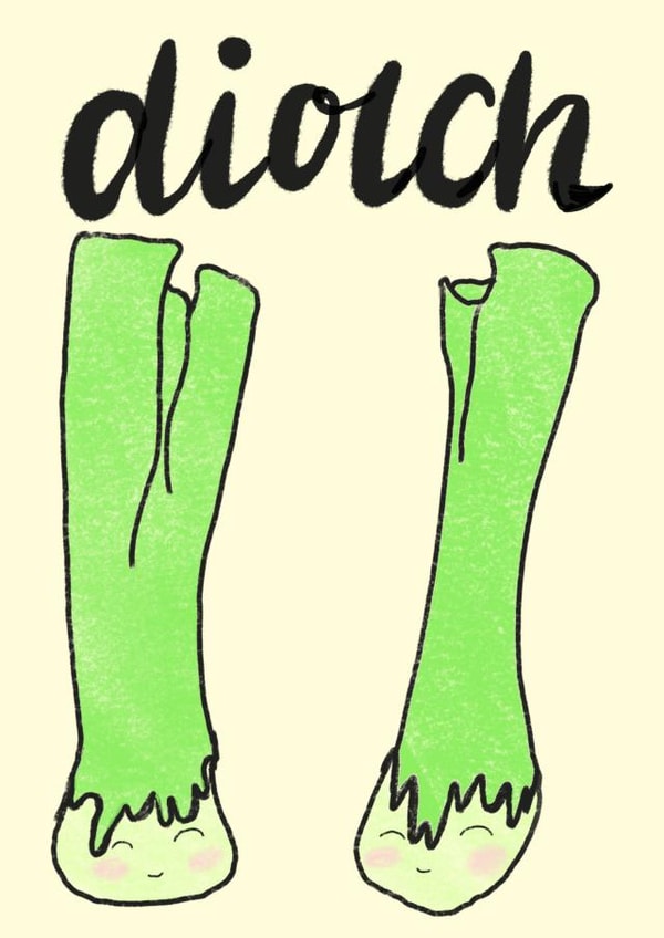 Diolch Leek Card  created by DarcyRaeDraws