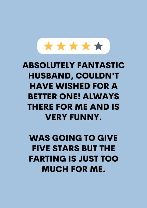 Fantastic review of Husband, only 4 stars though! created by Ink Icons 