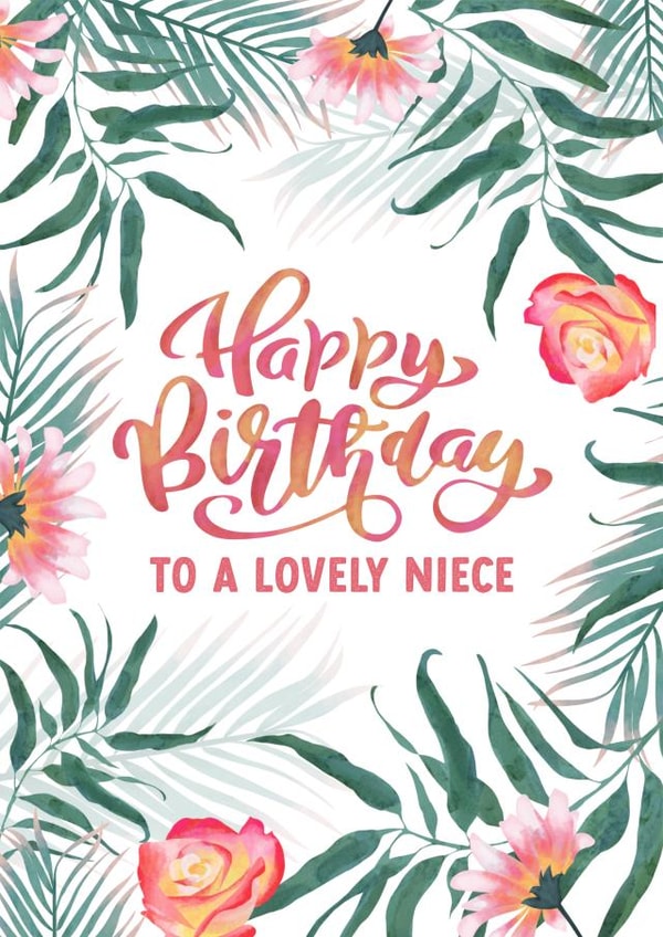 Tropical Flowers Birthday Card for a lovely Niece! created by Evie Garnett Designs
