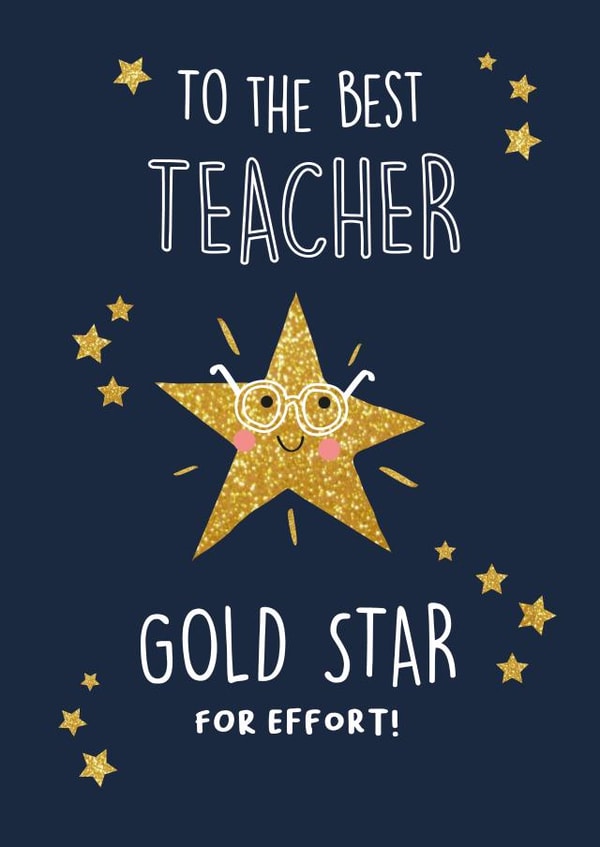 Best Teacher Ever Karte – Dankeskarte Für Lehrer, Mit Buchstaben-Steinen Design, Blanko Innen, Umweltfreundlich