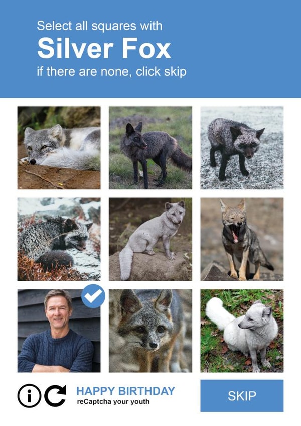 Funny Personalised Silver Fox Photo Card / Birthday Card - Select All The Squares With Silver Fox created by Paul Stevens