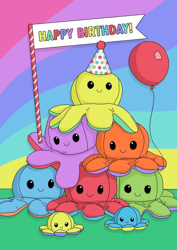 Reversible Octopus Birthday card! created by Evie Garnett Designs