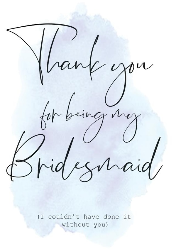 Bridesmaid thank you card created by Little Blue Door Studio
