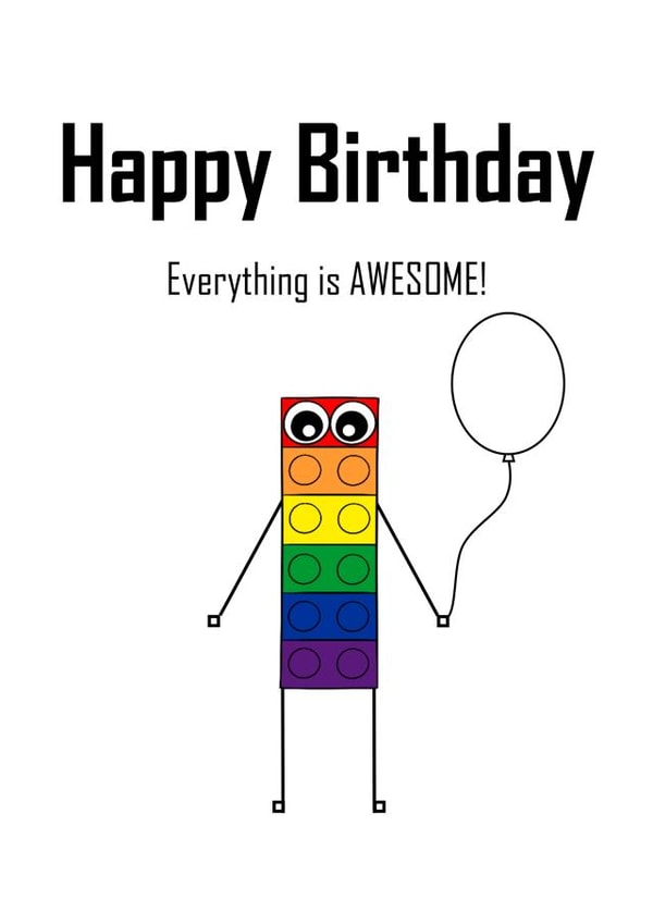 Everything is AWESOME birthday card 1000 created by RCrafts