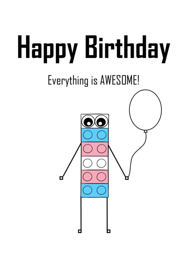Everything is AWESOME birthday card 1001 created by RCrafts