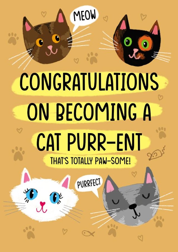 Congratulations On Becoming A Cat Purr-ent! created by Holly Bushnell Illustration