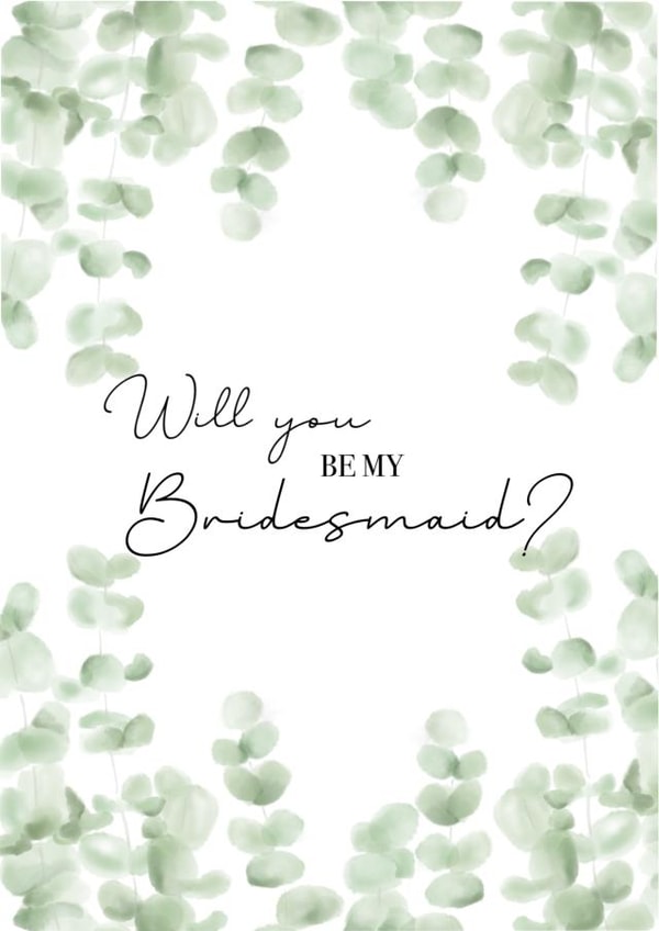 Elegant Eucalyptus 'Will You Be My Bridesmaid?' Proposal Card created by Miss MarshMelody