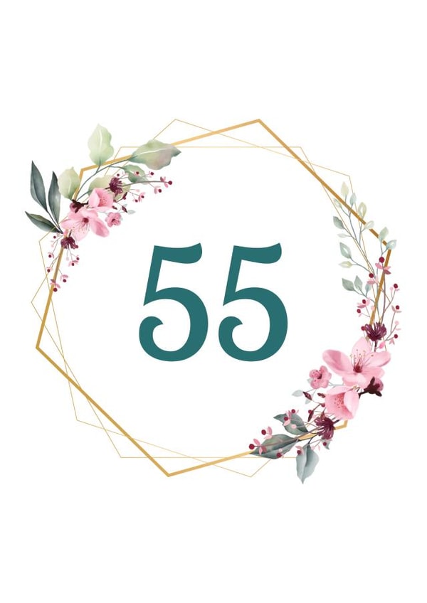 Floral birthday card 55 created by 1987 by Rachel