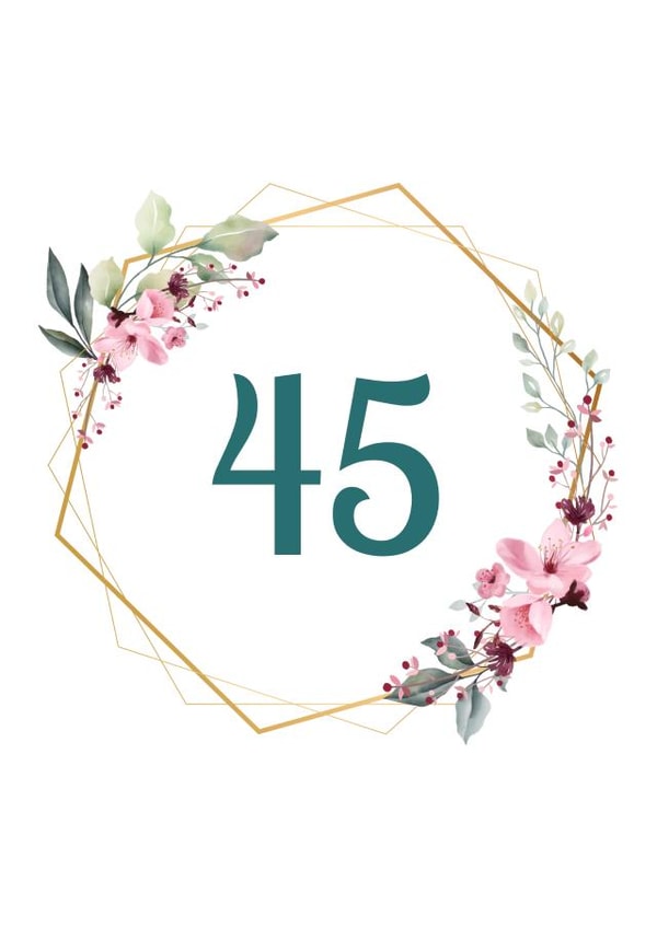 Floral birthday card 45 created by 1987 by Rachel