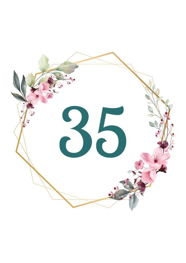 Floral birthday card 35 created by 1987 by Rachel