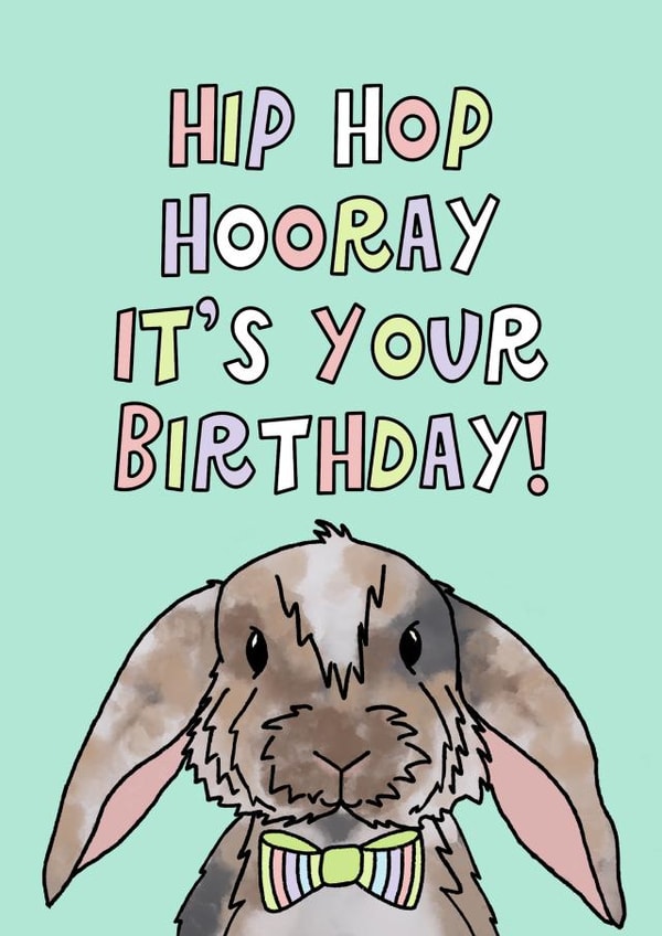 Punny bunny, birthday card, happy birthday, cute birthday, for her, bunny lover created by By Emma Dearling