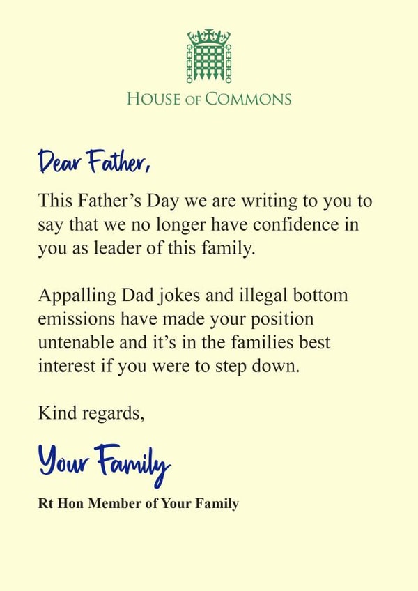 Funny - Father's Day Card - No Confidence - Boris Johnson created by Pottsy Prints