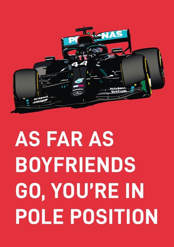 F1 Lewis Hamilton themed card for your Boyfriend created by Quinton cards