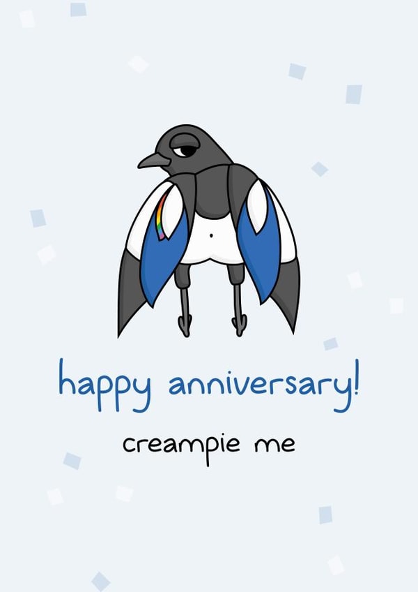 Horny bird anniversary card created by dirty birds
