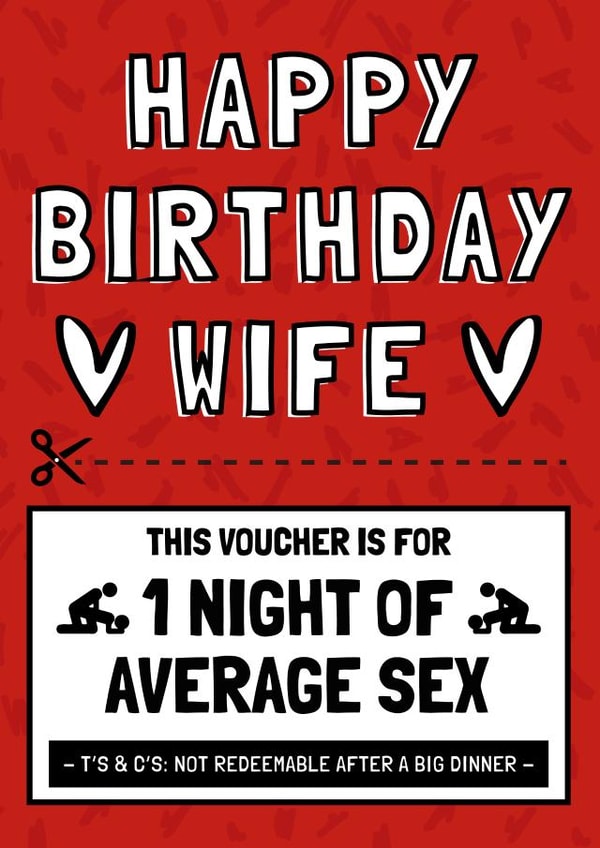 Funny Average Sex Voucher Card for Wife Birthday created by AbiGoLucky